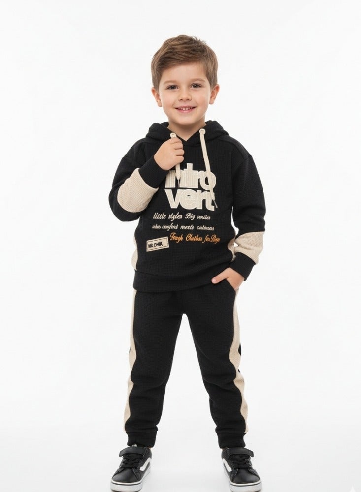 Cloud Fashion Black Introvert Hoodie Set - Image 1